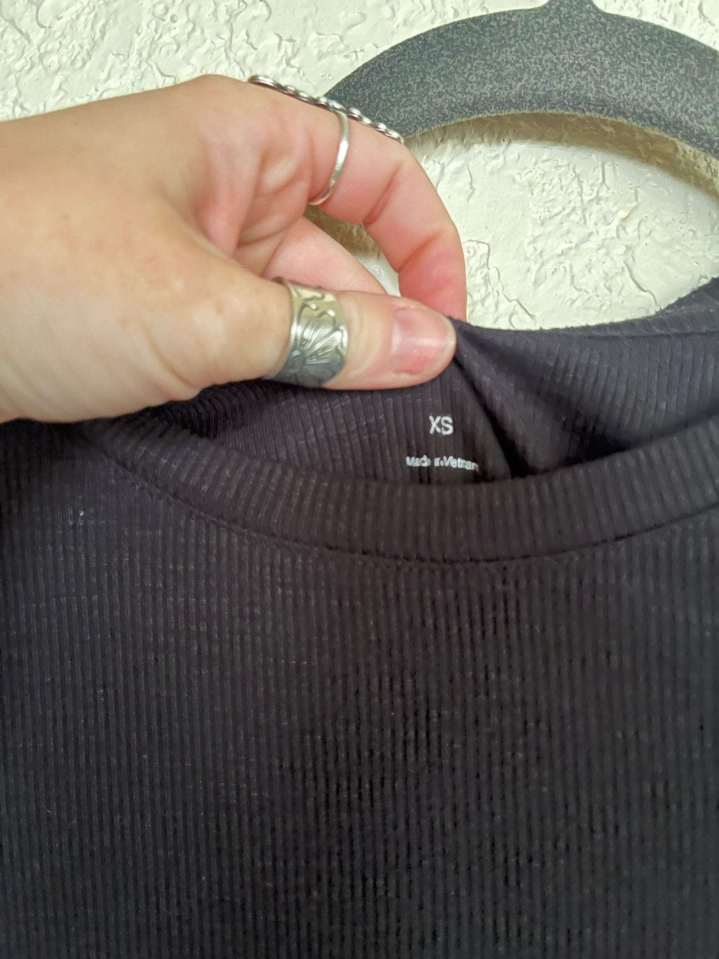 Simple Black Ribbed Ringer Tee