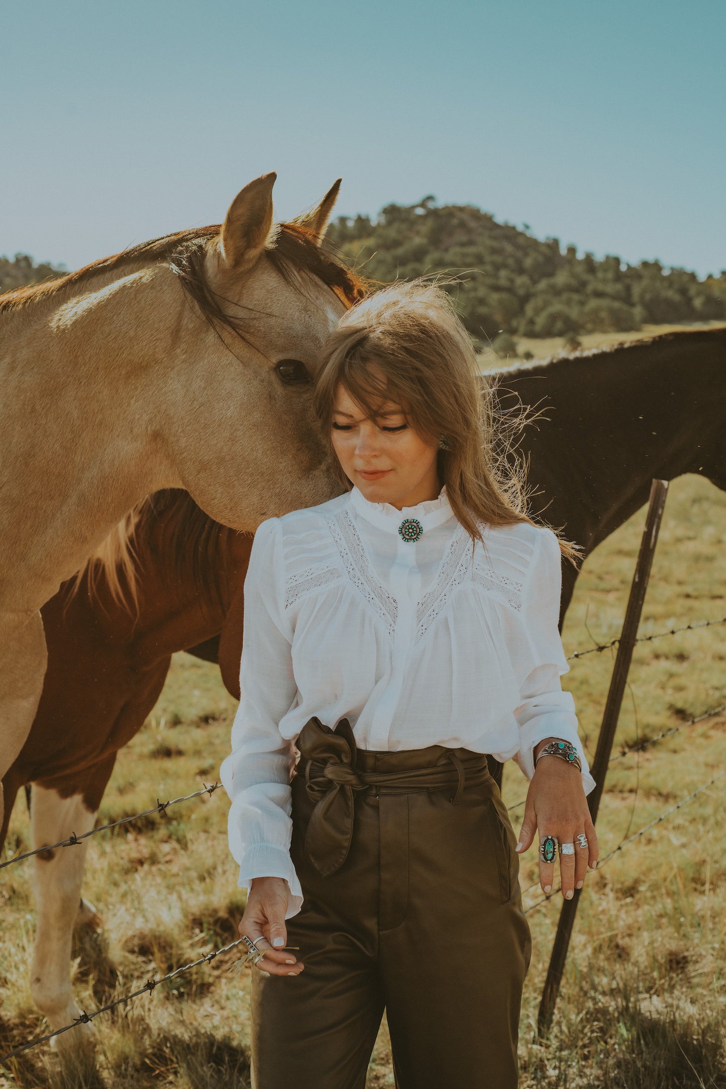 Long Sleeve White Ruffle Button Down