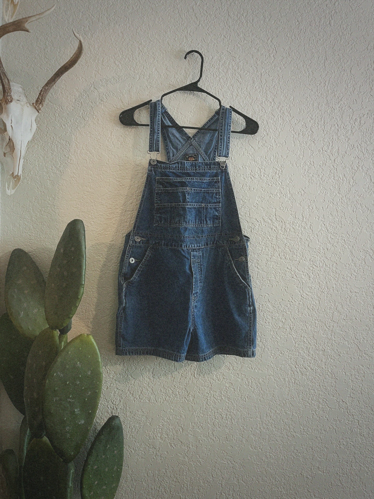 Denim Utility Overall Shorts - Dark Wash