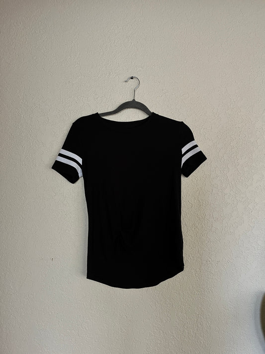 Simple Black Ribbed Ringer Tee