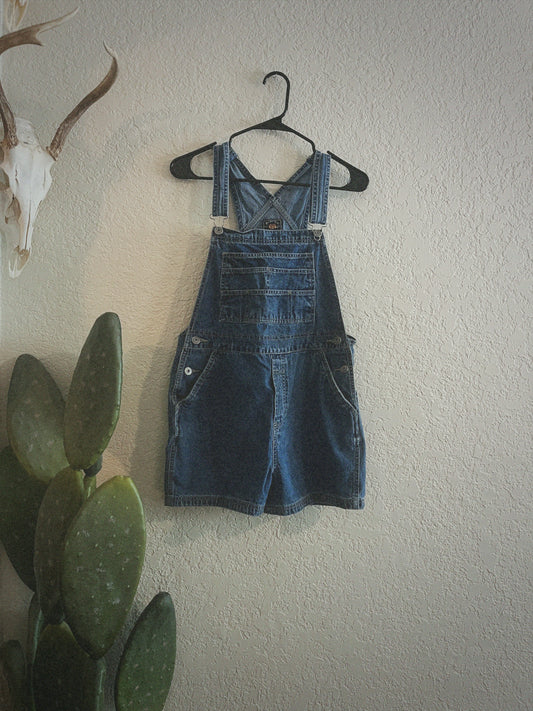 Denim Utility Overall Shorts - Dark Wash